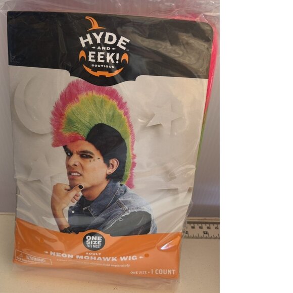 Neon Mohawk Wig Halloween Costume Accessory Adult Teen 14+ - Picture 2 of 3